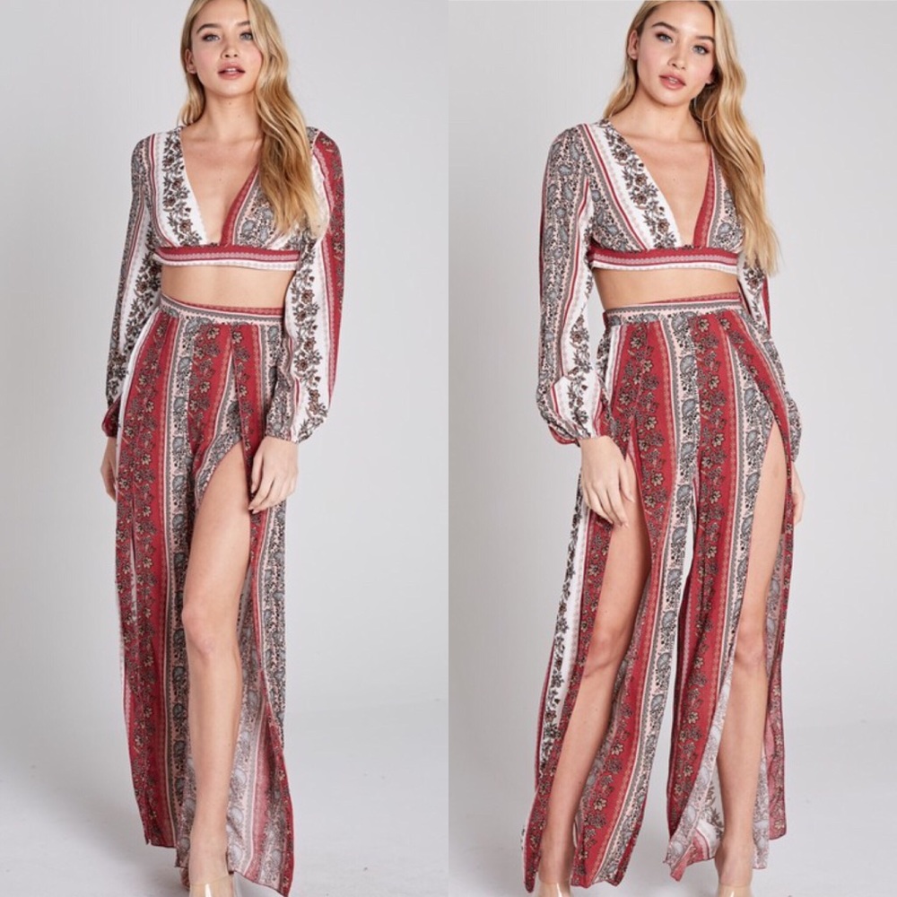 Boho Slit Pants 2 Piece Set